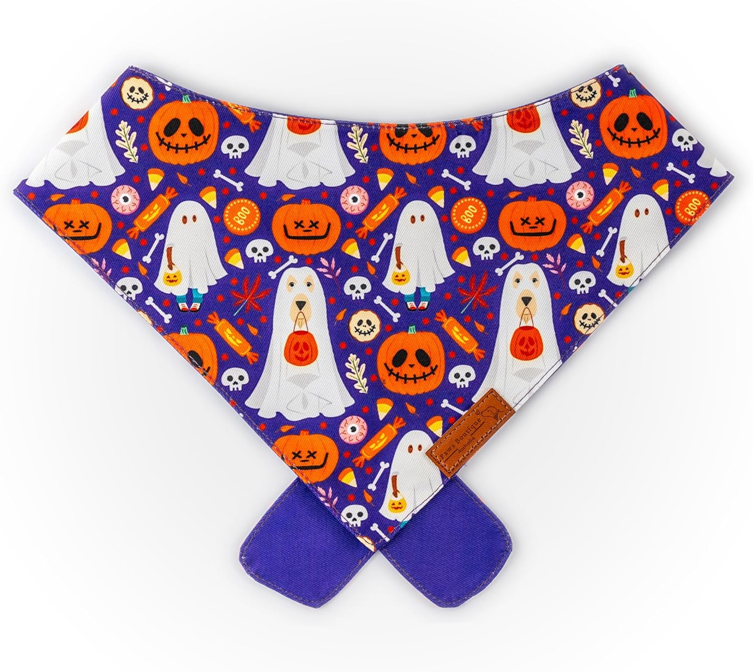 Paws Boutique Premium Dog Bandana/Scarf | Design: Boo-Tiful Pooch | Reversible Dual Layered/Sided | Small, Medium & Large Pets | Unique Style | Accessories for Puppies & Dogs (L) image number 2