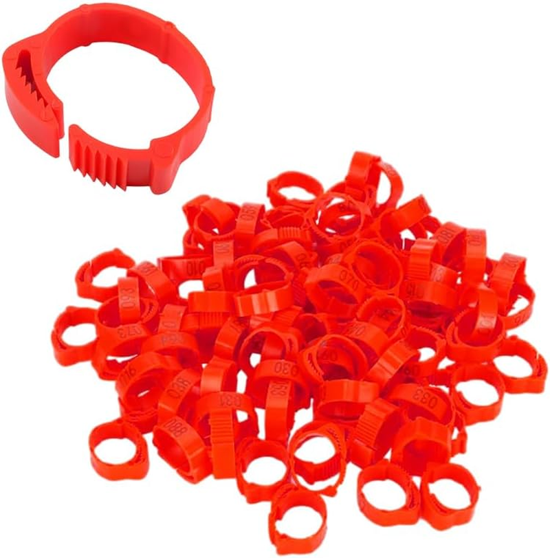AIMALL 100Pcs Adjustable Numbered Poultry Leg Rings 001&ndash;100 Snap Lock ID Bands 0.71&ndash;1.02In for Chicken Duck Goose Pigeon Lightweight Plastic Bird Tags