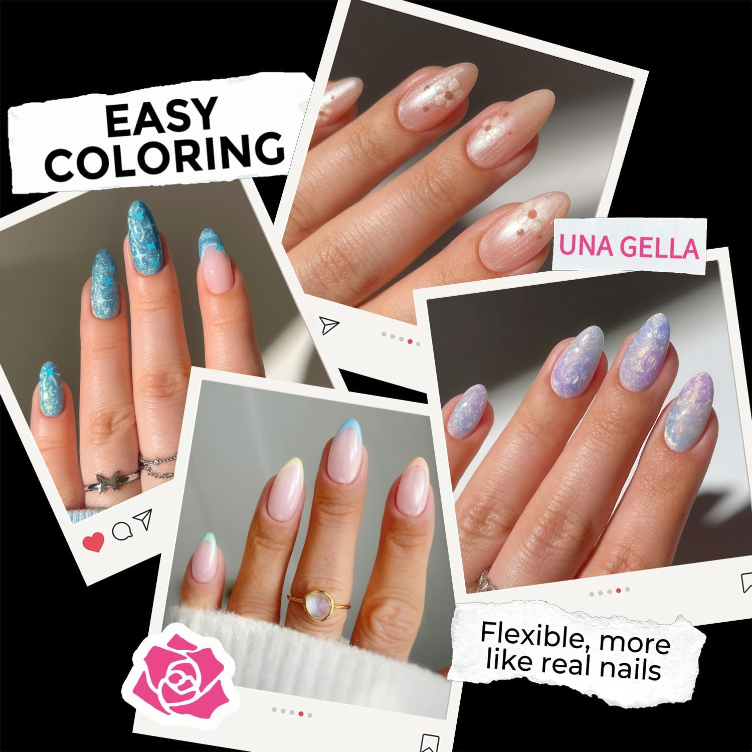 UNA GELLA Almond Nail Tips, 216Pcs Pointed Almond Gel Nail Tips Pre-Shape Half Matte Full Cover Clear Acrylic Soft Gel Fake Nails for Nail Extension Nail Art 12 Sizes image number 1