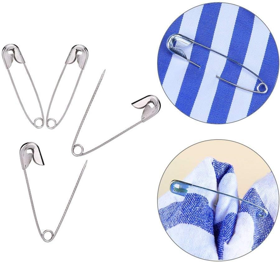 Safety Pins, 50Pcs Large Size Safety Pins Pack, 45Mm/1.7Inch Strong and Heavy Duty Nickel Plated Safety Pin for Clothes, Leather, Canvas, Blankets (Silver) image number 6