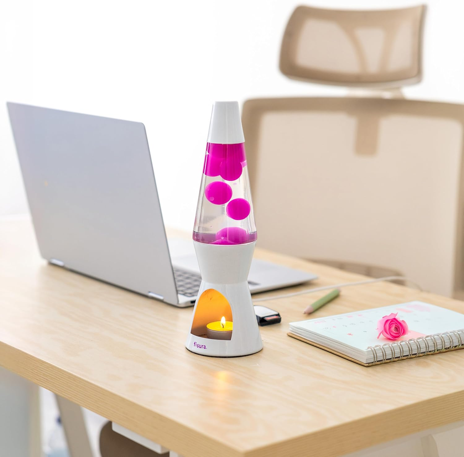 FISURA Lava Lamp with Candle - No Electricity Required, Pink and White, Environmentally Friendly. Original Gift, 29 Cm X 8.5 Cm (Candle Not Included) image number 1