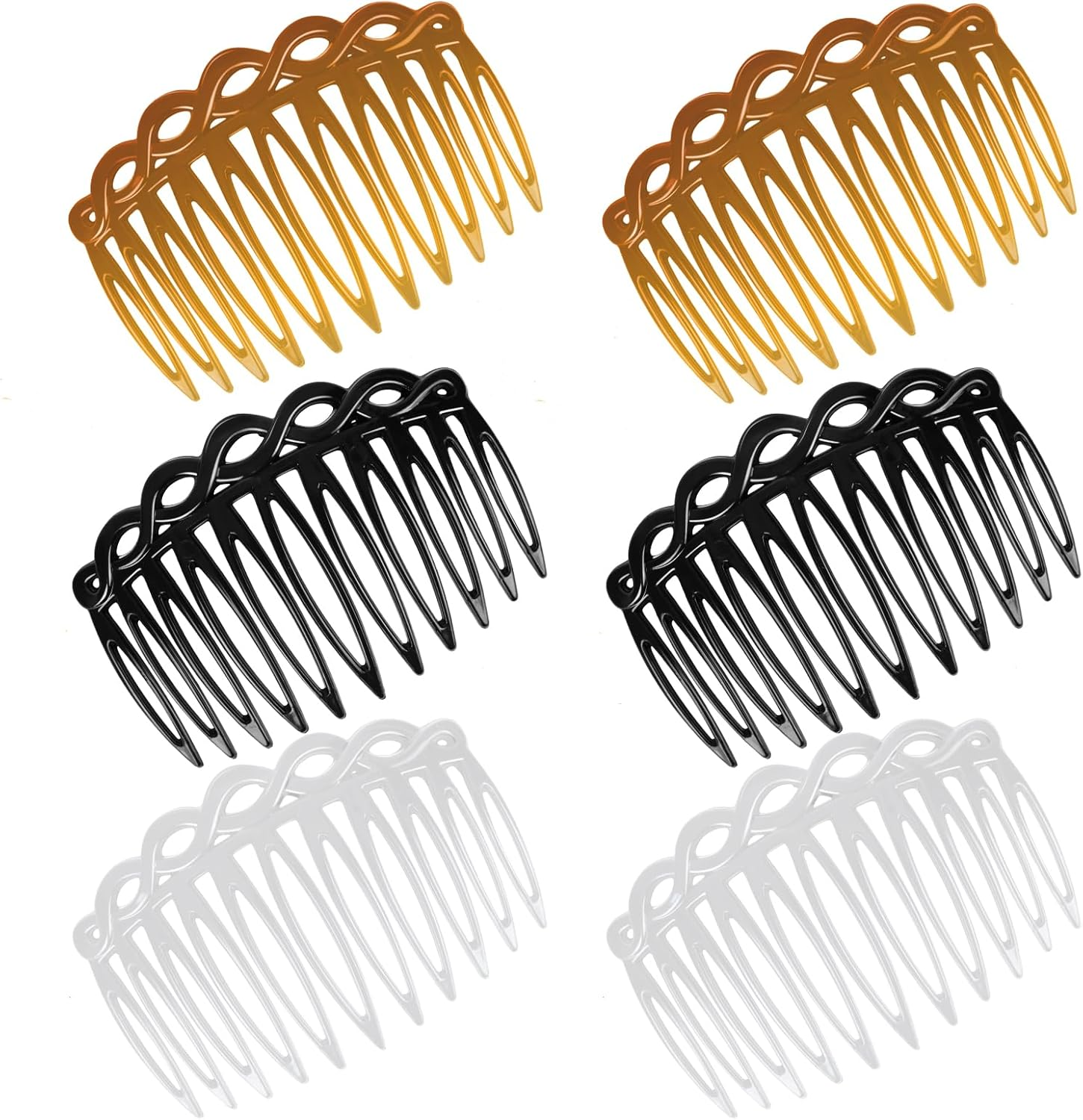 COMNICO 6 Pcs French Hair Side Combs (Black, White, Light Brown)