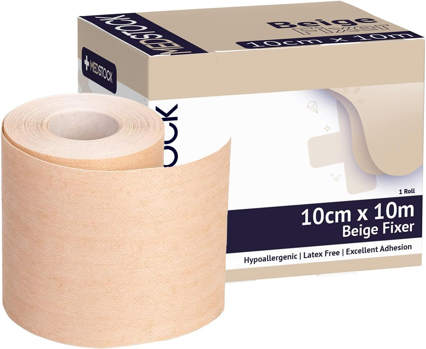 MEDSTOCK Non-Woven Fabric, Beige Fixer Roll, 5CM X 10M, 1 Roll, Wound Care, Adhesive Dressing Tape, Medical Device Securer, Flexible and Soft, Stable and Dependable, Increases Patient Comfort image number 3