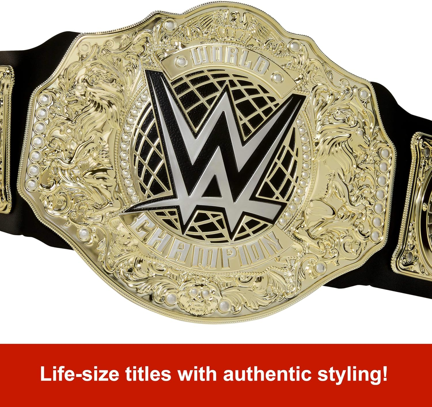 Mattel WWE Championship Role Play Title Belt with Adjustable Strap for Kids image number 5