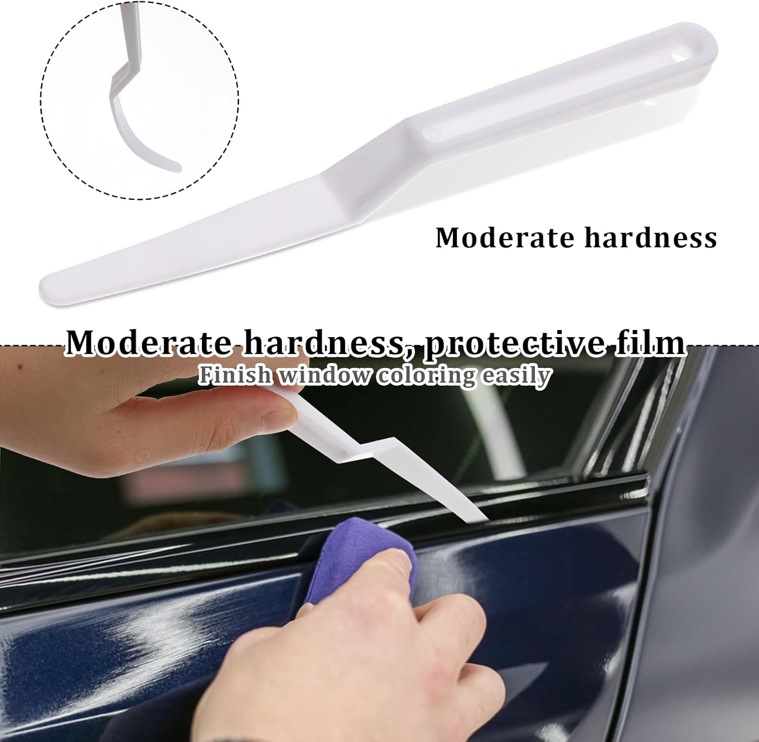 5 Pack Window Tint Shank Squeegee Tools, Corner Shank Gasket Squeegee Scraper Vinyl Wrap Tools Flat Lip Film Installation for Car Window Tinting, White