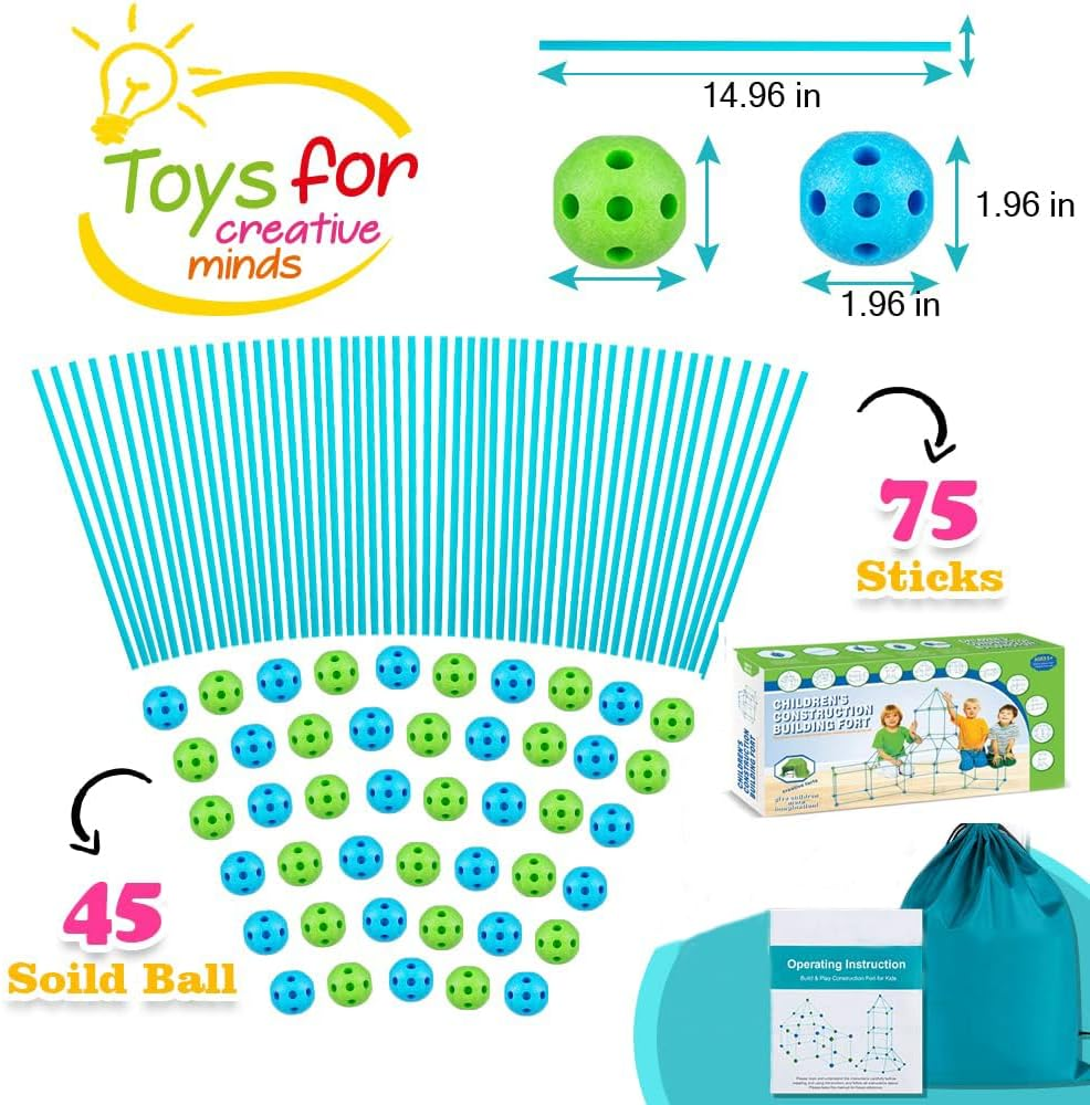 Kids Fort Building Kit 120 Pieces Construction STEM Toys for 5 6 7 8 9 10 11 12 Years Old Boys and Girls Ultimate Forts Builder Gift Build DIY Educational Learning Toy for Indoor & Outdoor image number 3