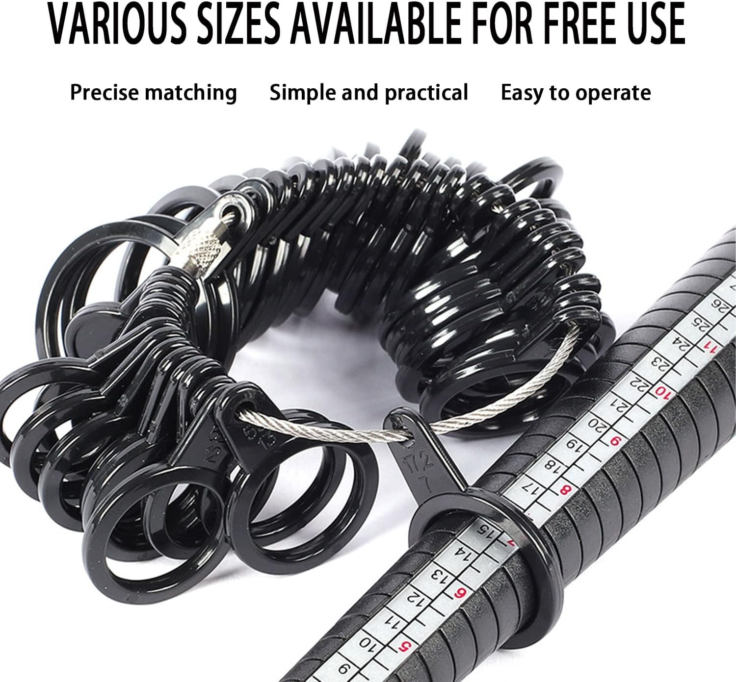 Ring Size Measurement Kit,Includes a Mandrel, Adjustable Ring Gauge,And 2 Finger Tape Measures,Suitable for Jewellery Making,Suitable for Both Women and Men image number 4