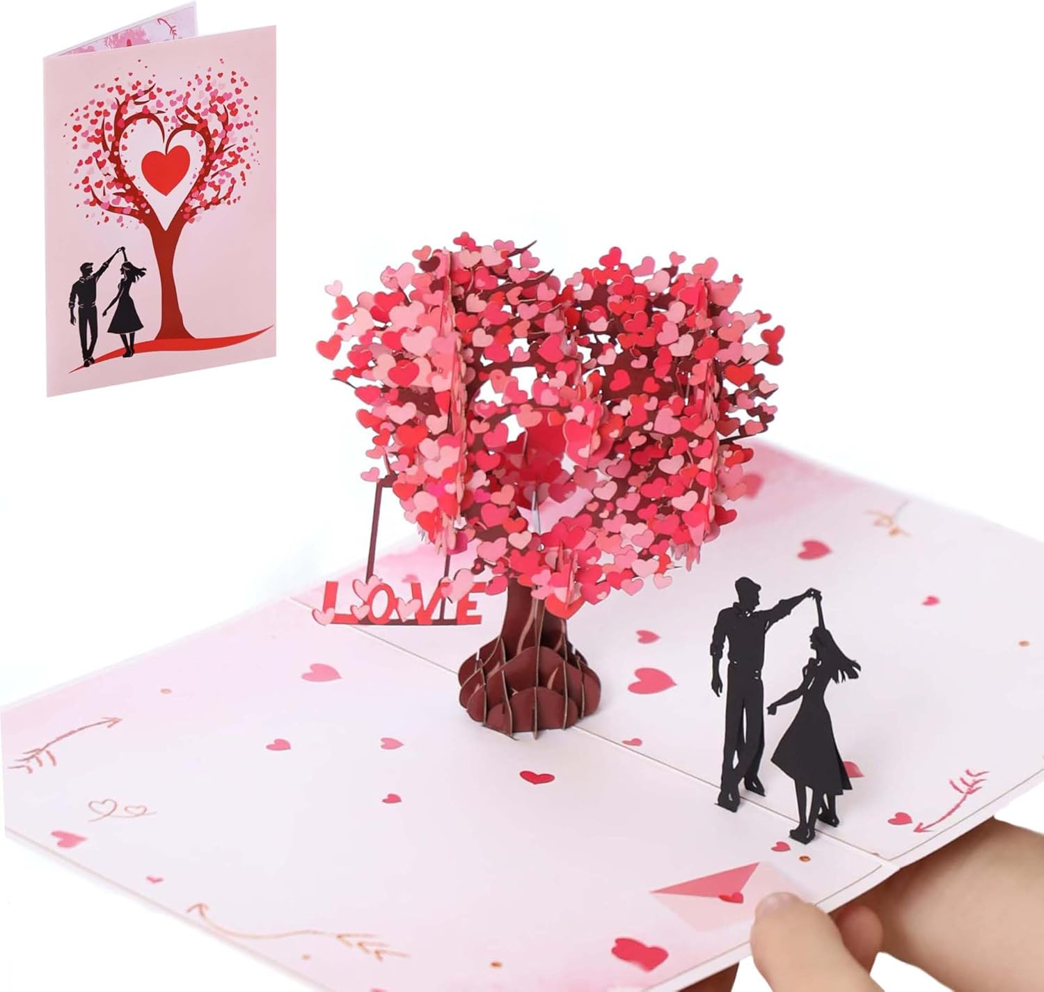 3D Heart-Shaped Tree Stereo Greeting Card with Envelope - Handcrafted Pop up Design Romantic Greeting Card for Anniversary, Wedding, Valentine'S Day，20X15Cm image number 2