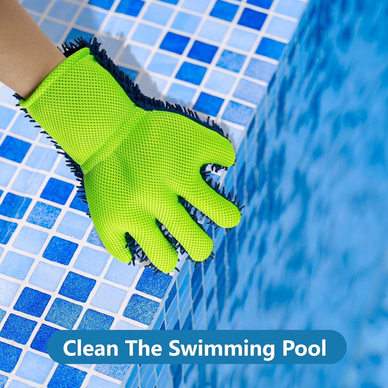 YEAMLTE Cleaning Gloves, 1 Pair Pool Cleaning Glove, Car Wash Glove, Dust Gloves, Chenille Wash Glove, Multifunctional Gloves, Suitable for Swimming Pools, Bathtubs and Cars image number 1