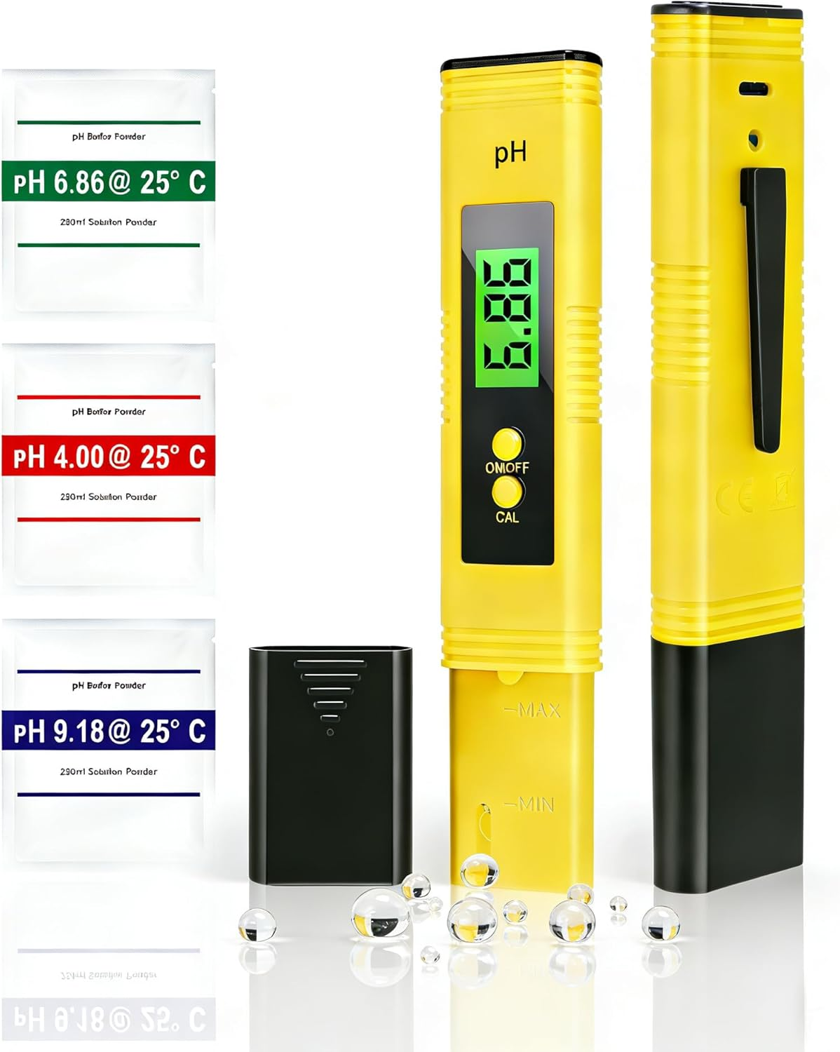 Digital Ph Meter, 0.01Ph High Accuracy Pen Type Ph Tester for Household Drinking, Pool, High Accuracy Digital Ph Tester with UL Certification and 3 Ph Calibration Powders image number 5
