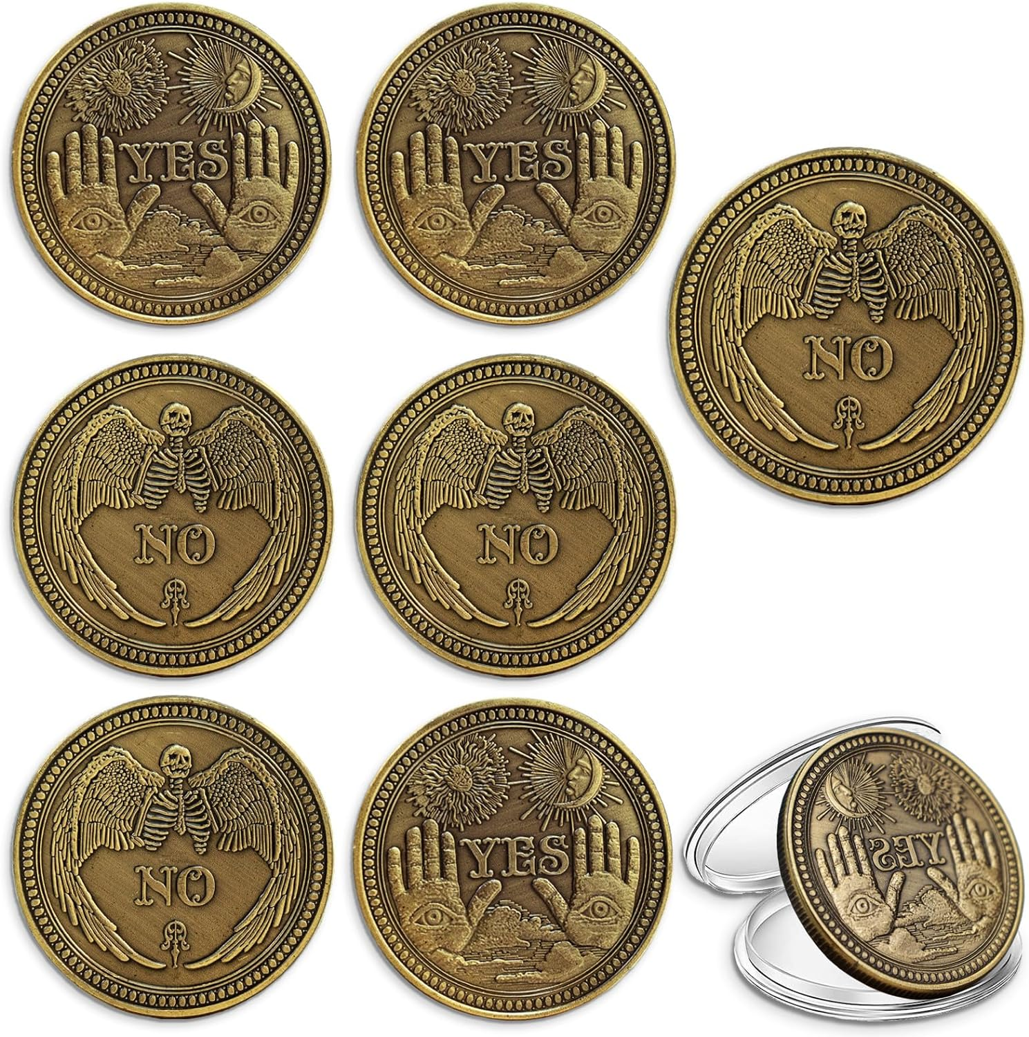8 Pcs Yes No Challenge Coin Decision Maker Coin Lucky Coin Collector'S Souvenir Divination Flip Metal Coins Flips for Games Holiday School Office Gift (Silver) image number 2
