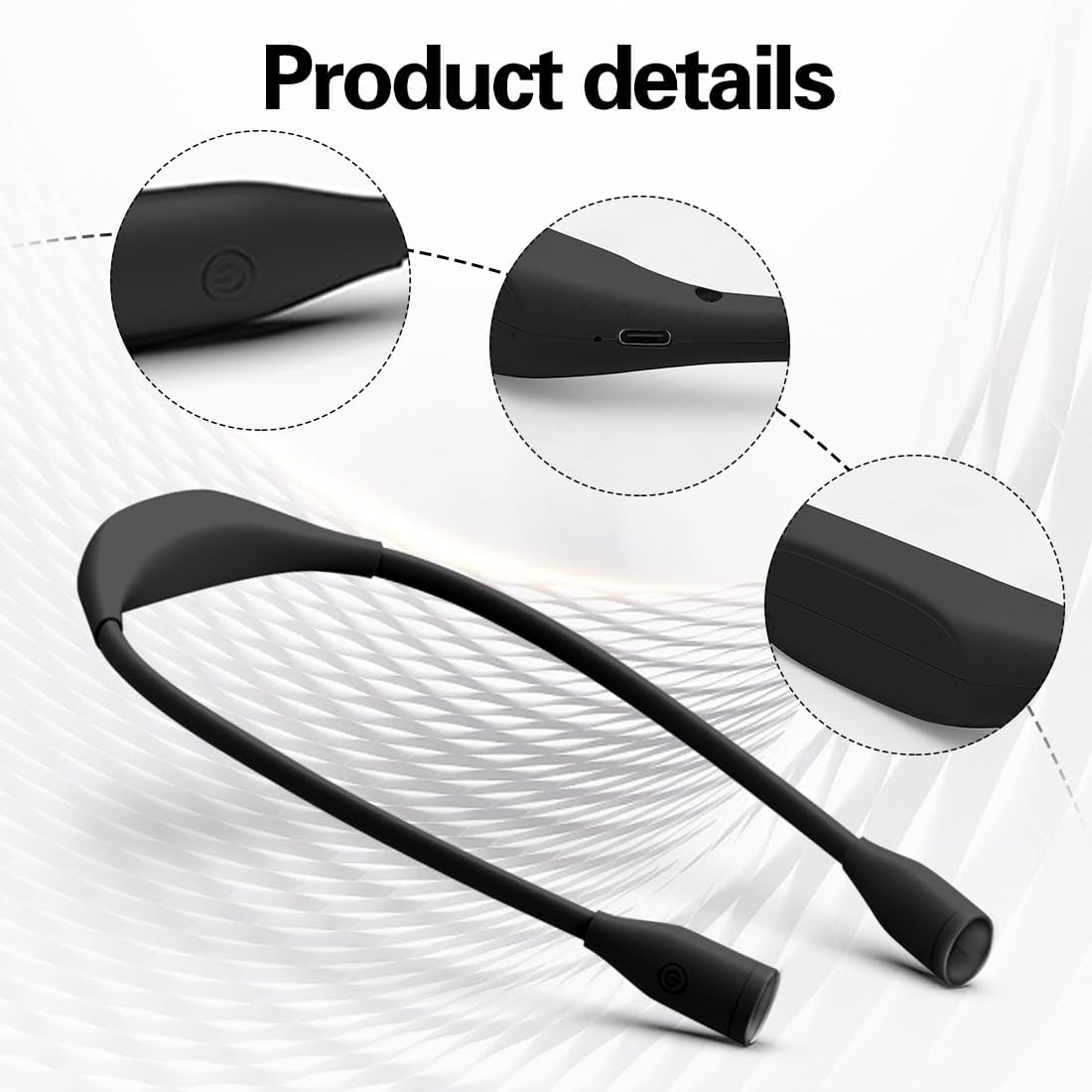 CEWROM Neck Reading Lamp Book LED Book Lamp Book Lamp Bed with 3 Colours Stepless Dimming Reading Lamp Adjustable Arm Ergonomic Reading Light for Reading in Bed/Knitting/Handmade (Black) image number 1