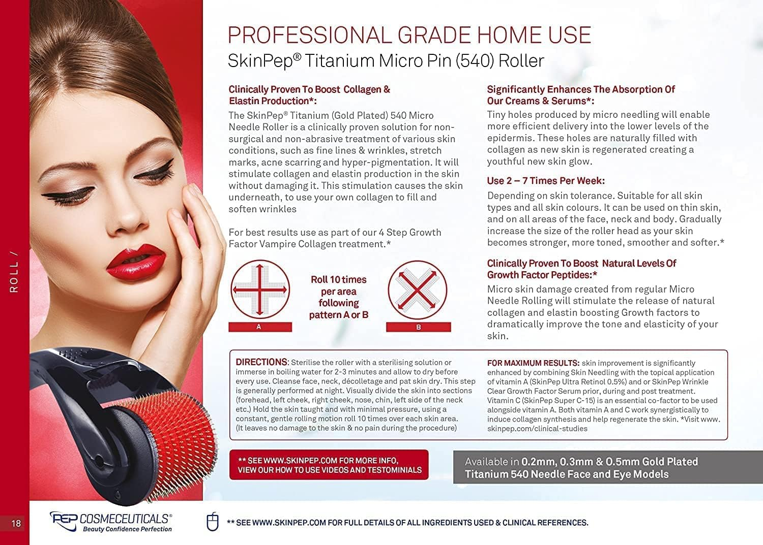 Skinpep Beard Growth Derma Roller 2.50Mm | Stimulate Beard and Hair Growth for Men | 540 Titanium Needles | Microneedle Roller for Fiine Lines, Wrinkles, Marks & Blemeshes 2.50Ml image number 6