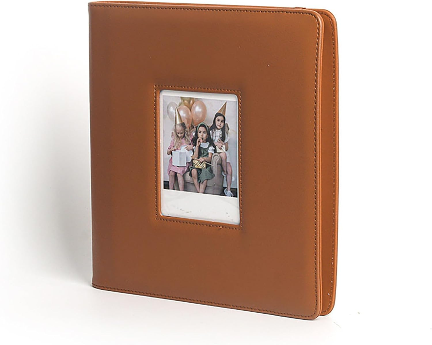 LIFEBEA Large Photo Album 288 Pockets - Holds Polaroid I-Type 600 SX70 & Fujifilm Wide Photos (Up to 9X11Cm) - PU Leather Cover with Photo Window & Strap Closure (Brown) - Green image number 6