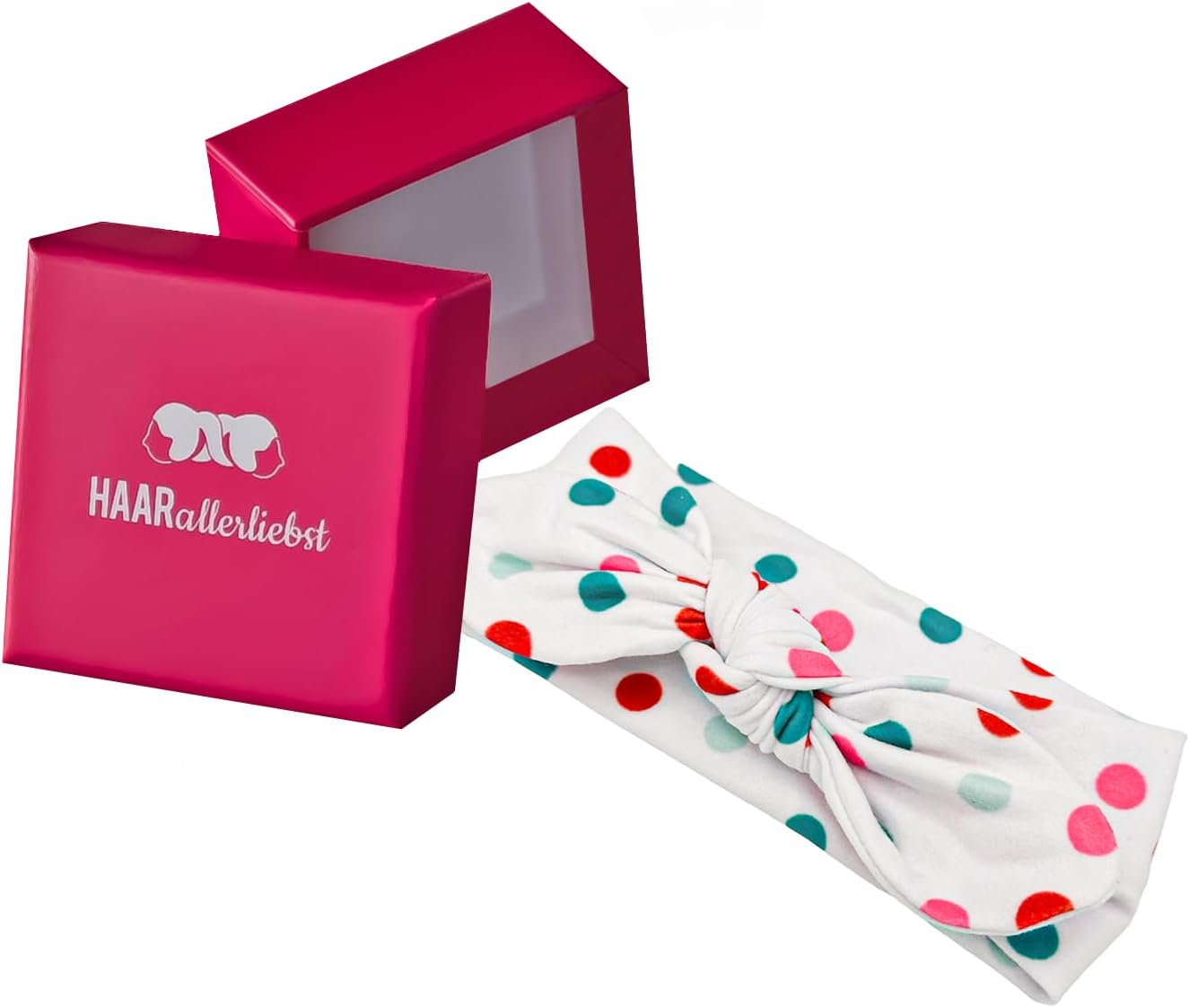 Haarallerliebst Hair Band with Bow (50 Cm | Floral Pattern with Bow | Pink) Includes Storage Box