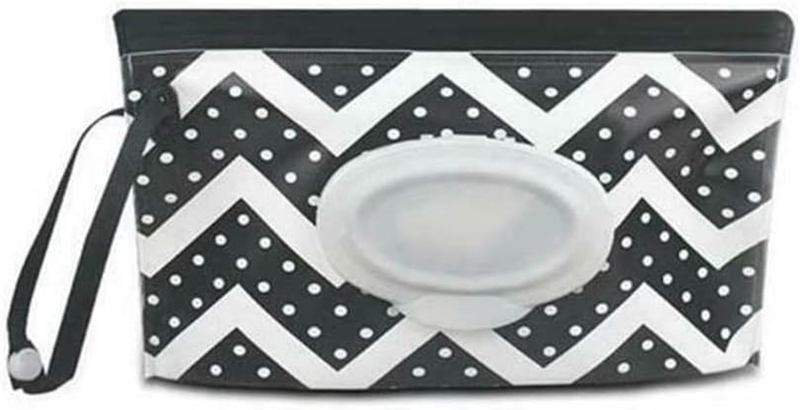 1X Black Wavy EVA Baby Wet Wipe Pouch Wipes Holder Case Reusable Refillable Wet Wipe Bag