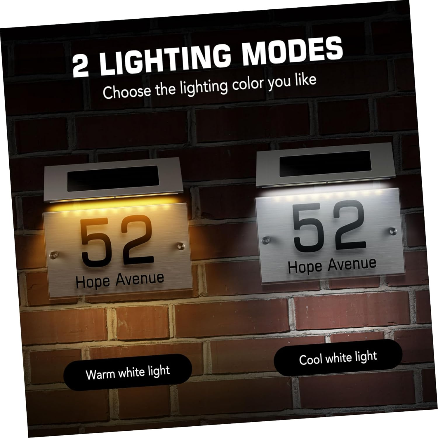 IWOWHERO Outdoor Solar House Number Lamp Led Address Diy Acrylic Easy to Install for Night Use image number 4