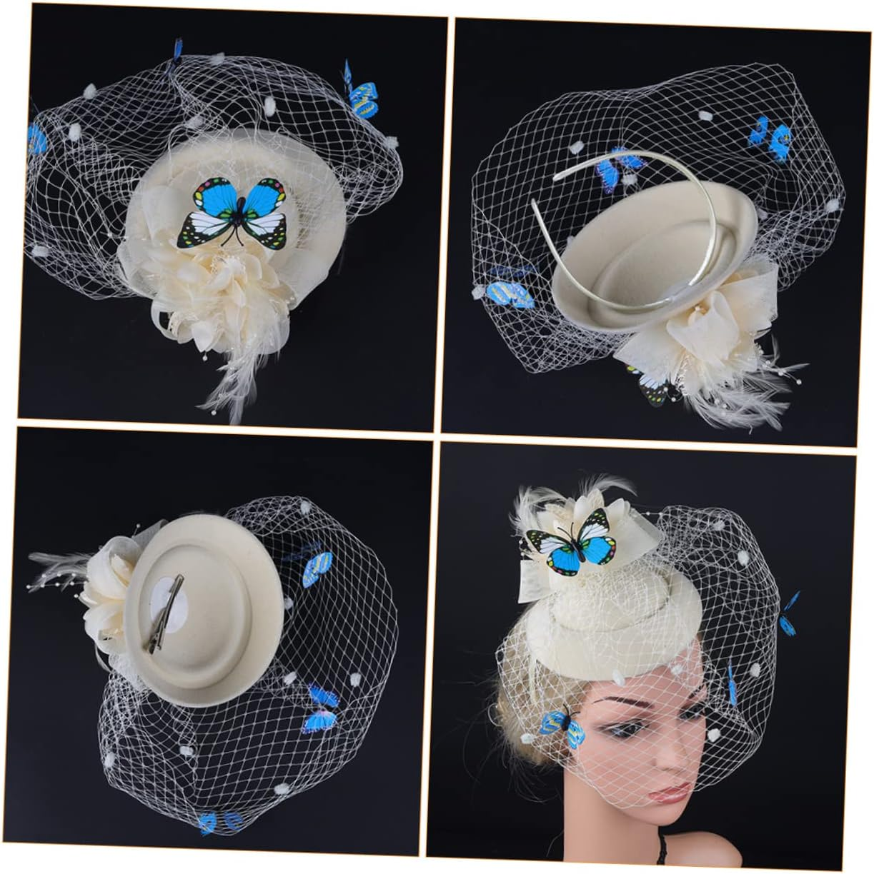 Healeved Stylish Mini Gauze Hat Hair Clasp Headband for Women Lightweight Hair Hoop Accessory for Wedding Party Stage Performance Eye Catching Design