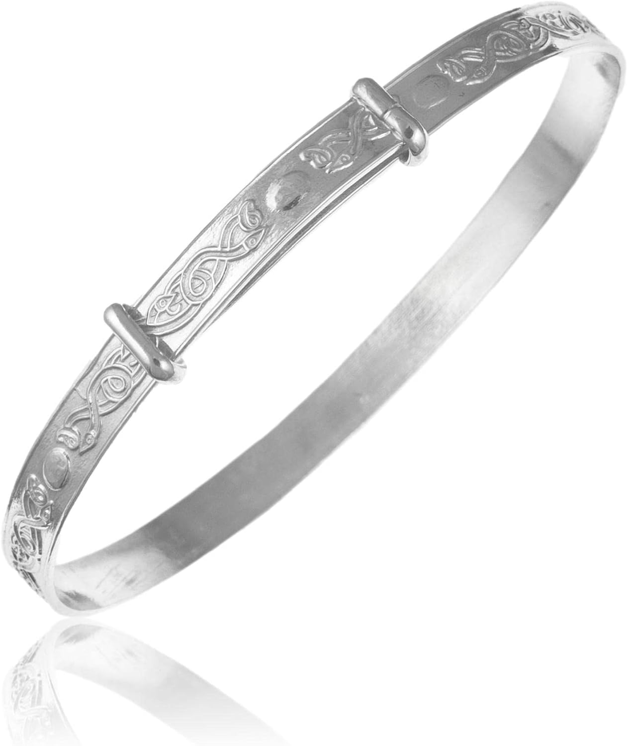 Irish Celtic Design/Claddagh Design Expanding/Expandable/Adjustable Bangle Bracelet for Baby/Child/Children/Women - 925 Sterling Silver - Childrens Jewellery image number 5