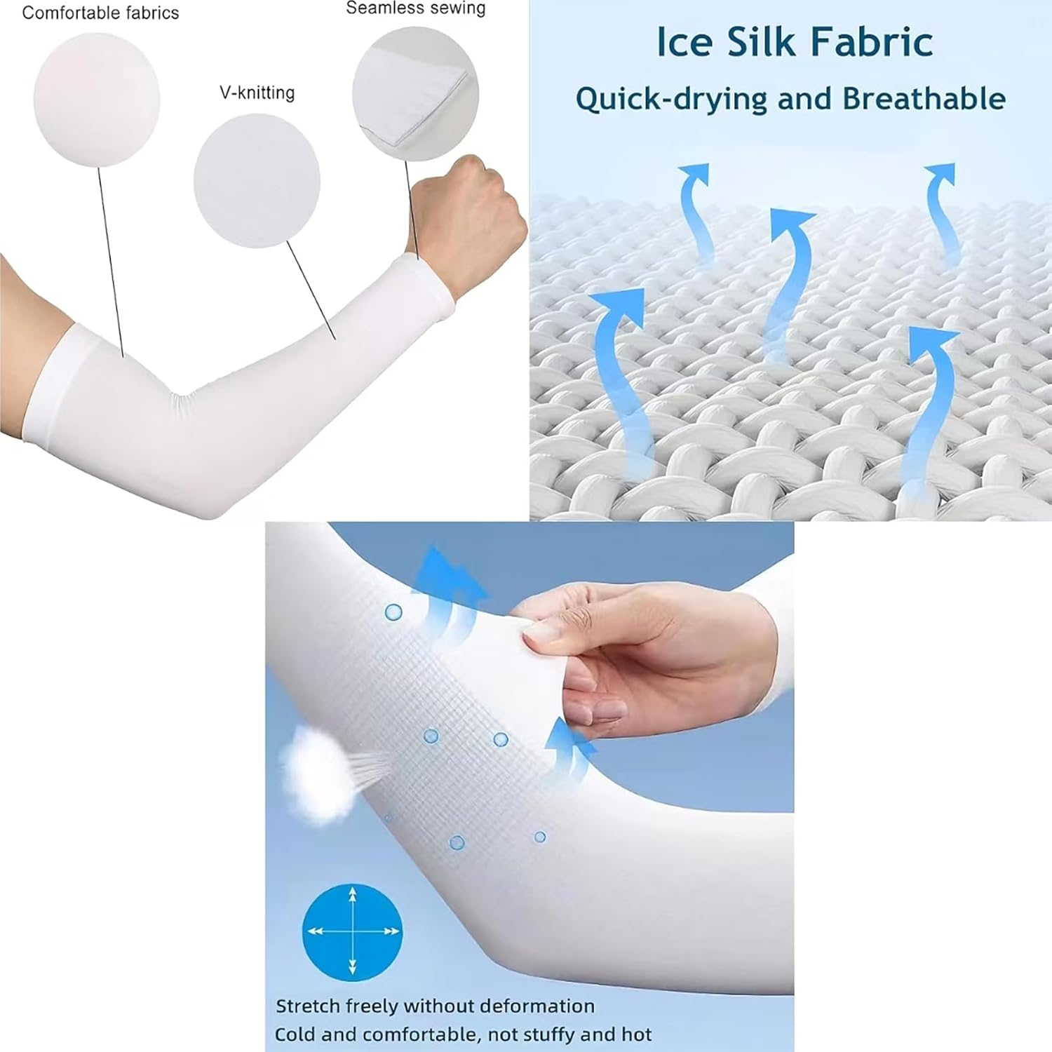 Arm Sleeves for Women Men,2 Pairs Sleeves Arm Cover, Sun Protection Arm Sleeves for Outdoor Activities - Cycling, Traveling, Basketball, Driving Etc image number 1