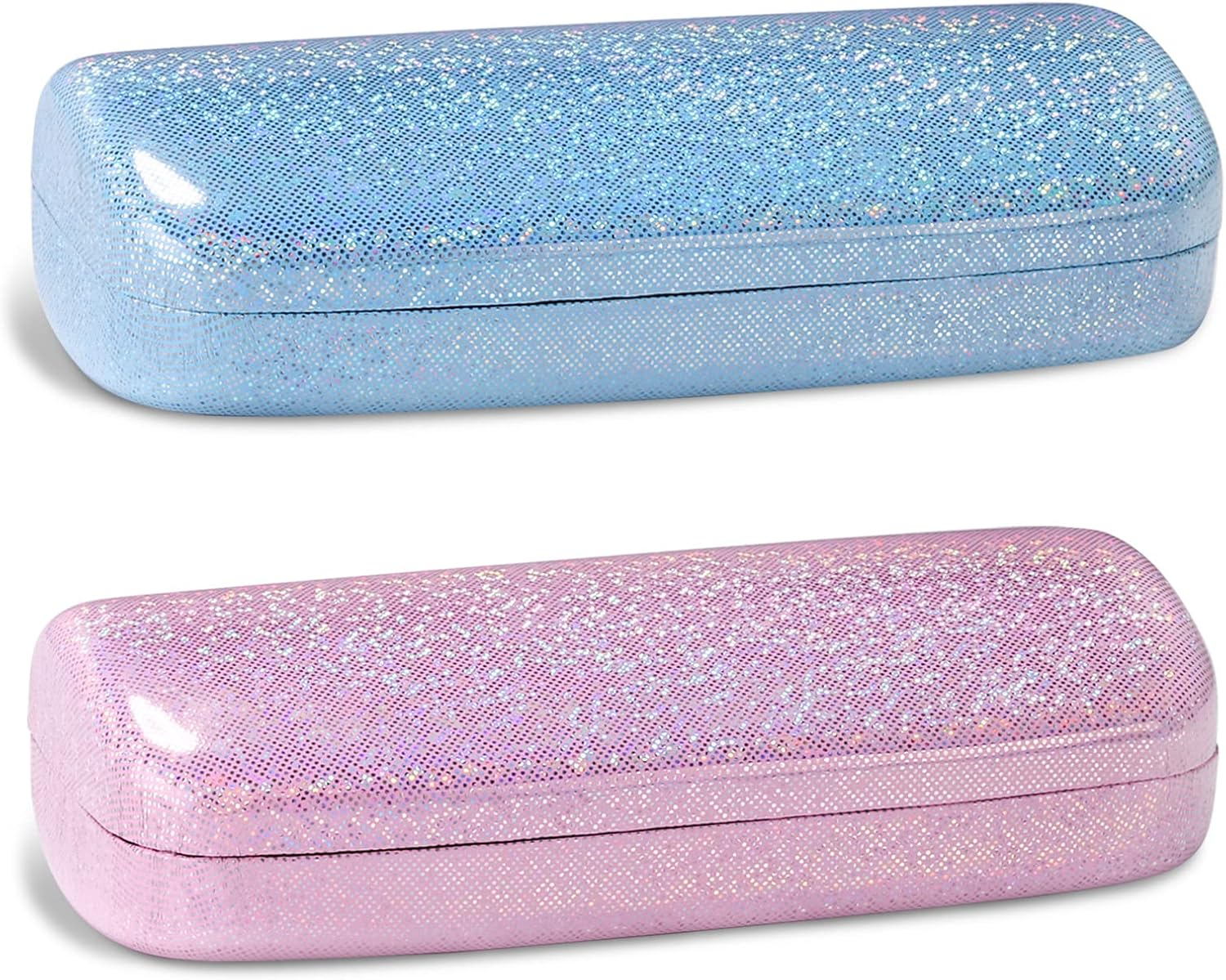 Molshine 2 Pieces Hard Shell Glasses Case,Laser Eyeglasses Case for Women or Men Small Sunglasses image number 1