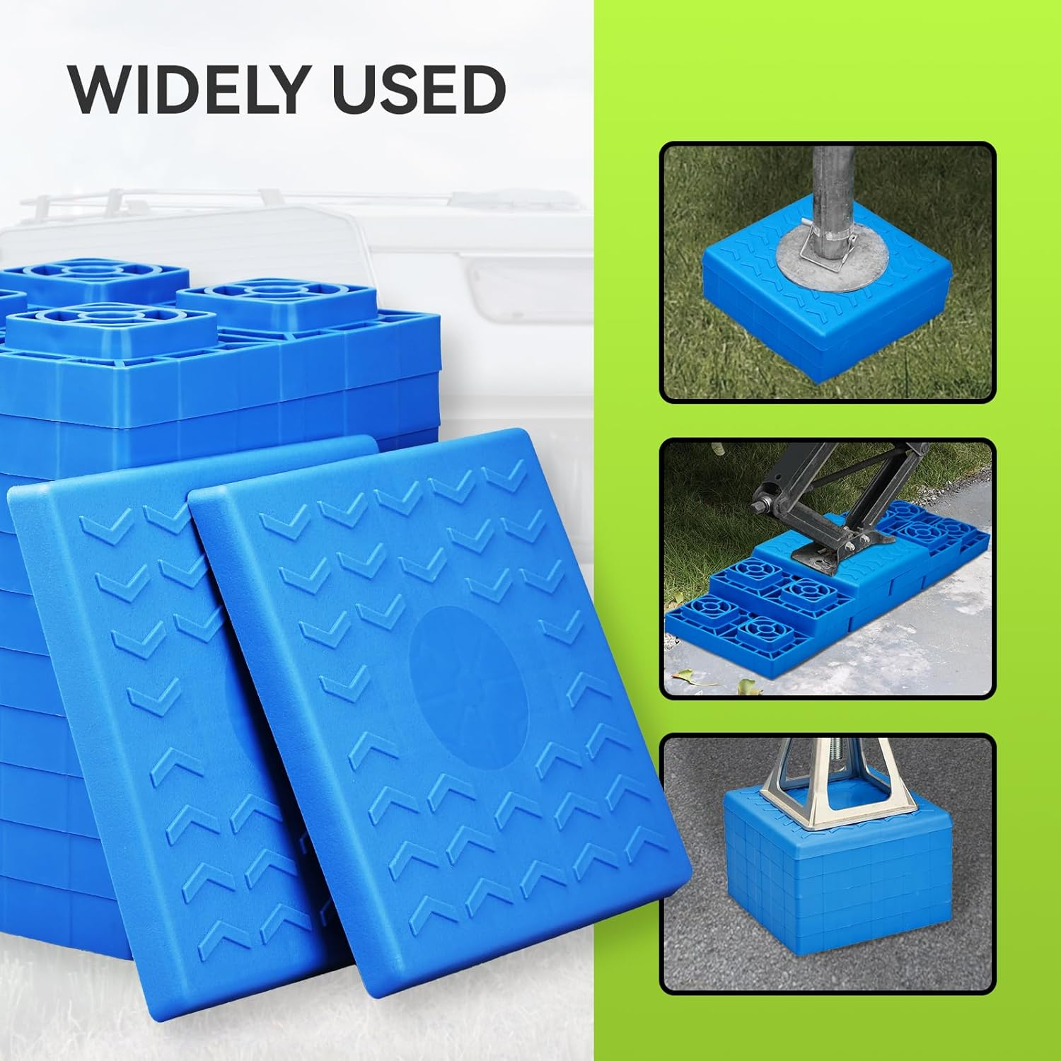 RVMATE RV Leveling Blocks 12 Pack, Heavy Duty Camper Leveling Blocks, Leveling Blocks for Rvs, Reduce Trailer Movement, Great for Single and Dual Wheels image number 1