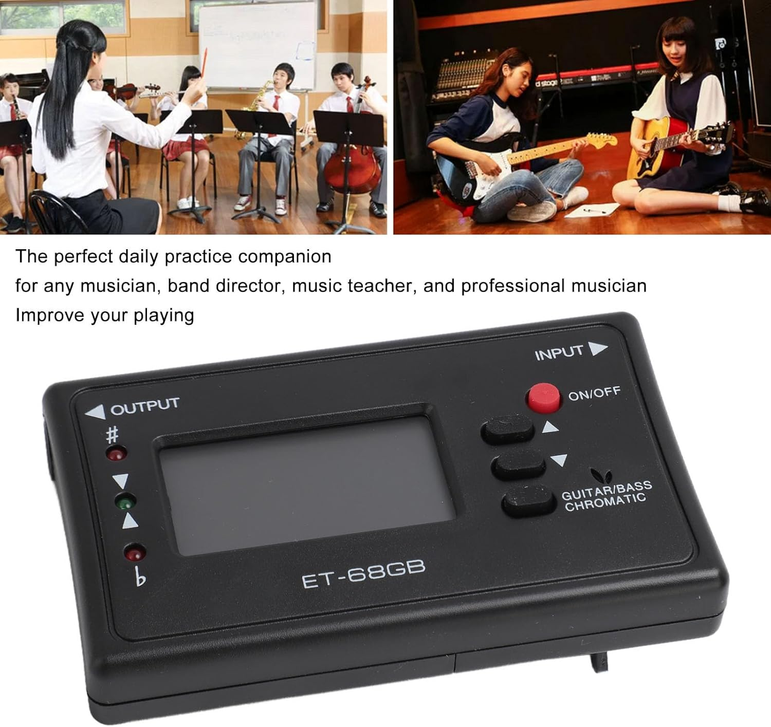 ET 68GB Digital Metronome Tuner Tone Generator, 3 in 1 Metronome, Tuner, Tone Generator, 12 Tuning Tone Generator Tuners, for Guitars Bass image number 4