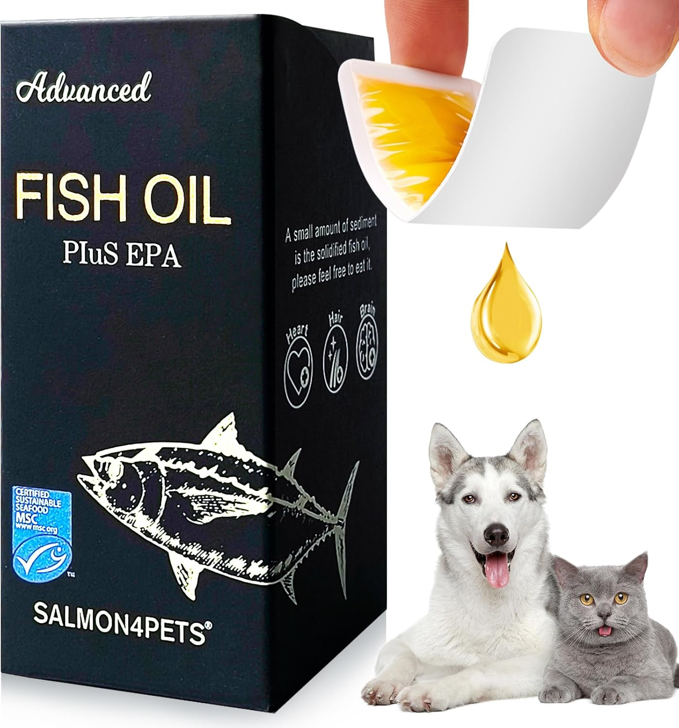 Tuna Omega 3 Fish Oil for Dogs and Cats, Better than Salmon Fish Oil, Omega 3 Fatty Acids EPA & DHA for Pets, Promoting Skin and Coat Health, 10 Cards of Fish Oil per Box image number 4