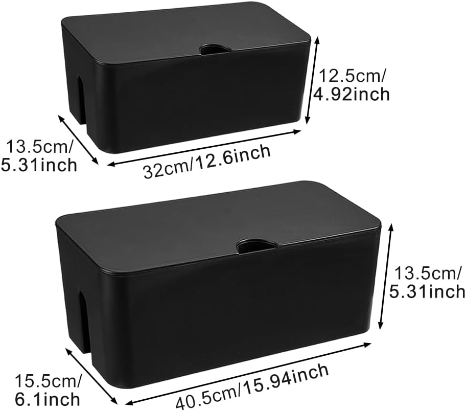 2 Pack Cable Management Box with Lid, Floor Outlet Hider and Cord Organizer for Desk, TV, Computer, USB Hub Systems, Cover Box to Hide Power Strips, Cords, and Surge Protectors image number 3