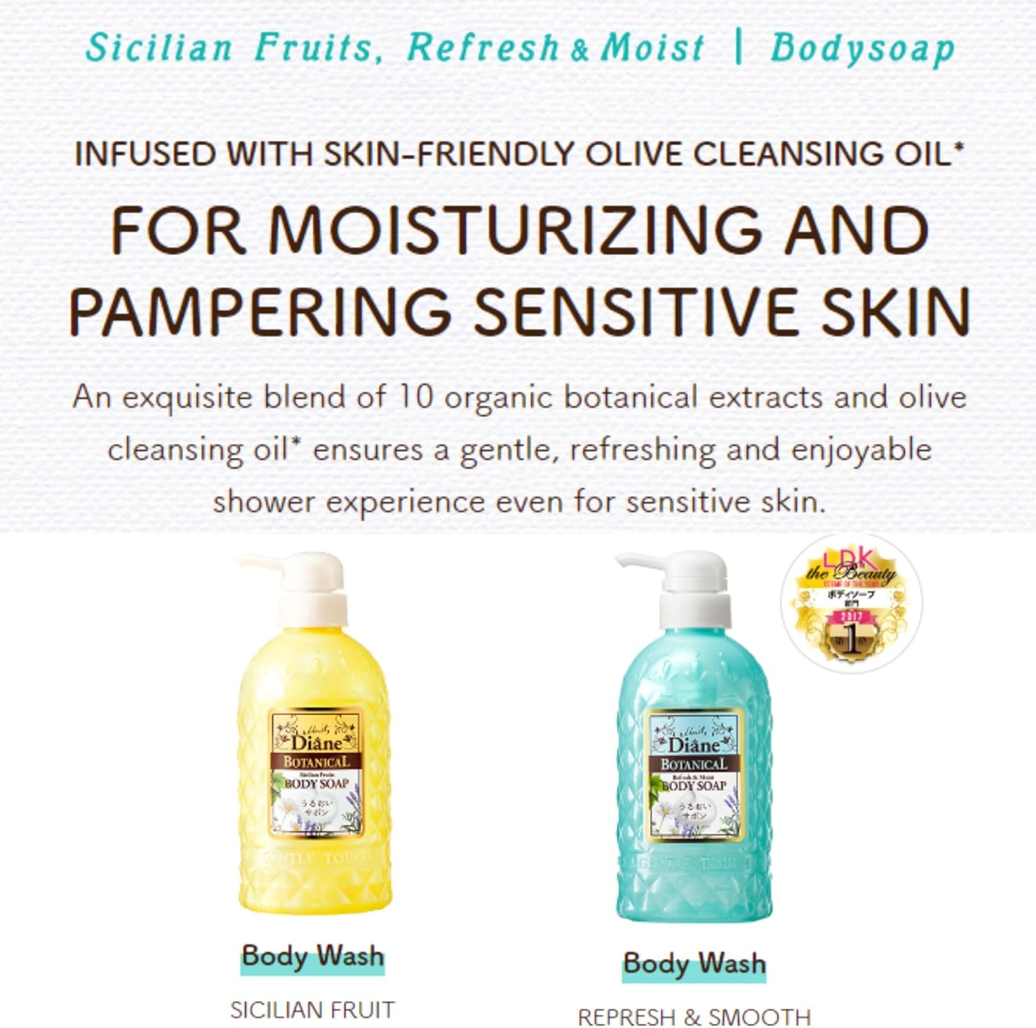 Diane Moist Botanical Refresh and Moist Body Soap, 500 Ml