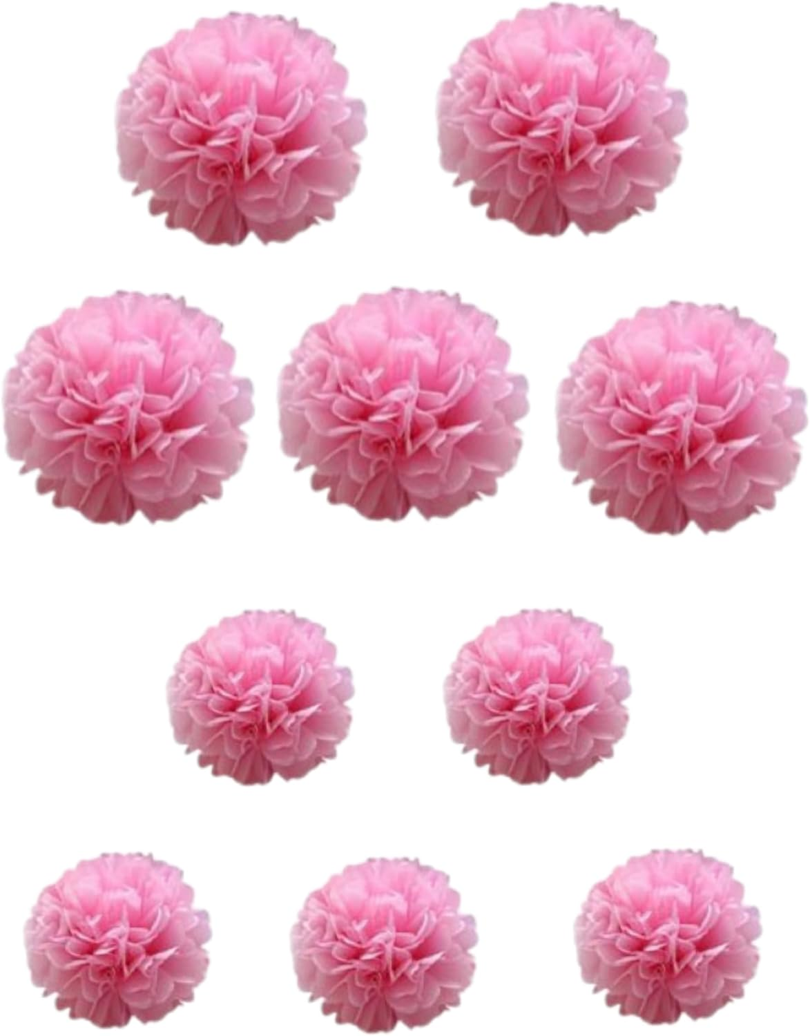 10Pcs Tissue Hanging Paper Pom-Poms Flower Ball Wedding Party Outdoor Decoration,Paper Flower Ball for Wedding Bridal Shower Birthday Bachelorette Party Backdrop Decoration,Light Pink image number 2