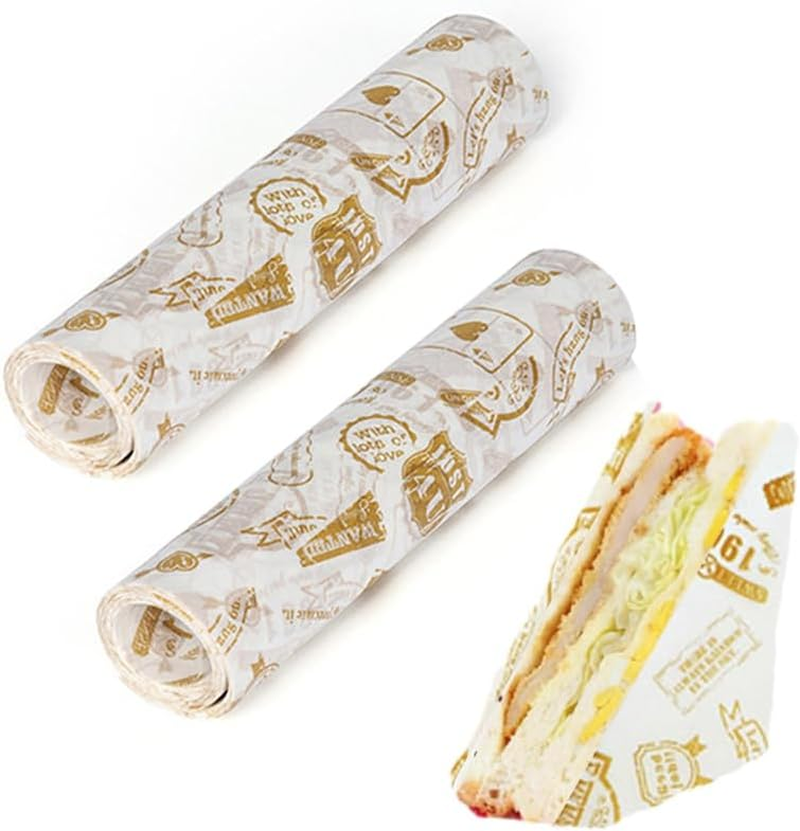 100 Sheets Food Grade Wrap Paper, Betterjonny Baking Wrapping Paper Deli Wax Sheets Wrap Paper Food Basket Liners Sandwich Paper Greaseproof for Kitchen Home Holiday Party Decor (21.5 X 25Cm) image number 6