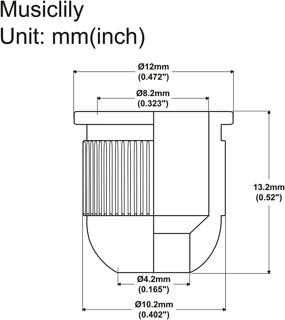 Musiclily Pro 13.2Mm Steel through Body String Mounting Ferrules for Electric Bass, Chrome (Set of 5) - Chrome image number 1