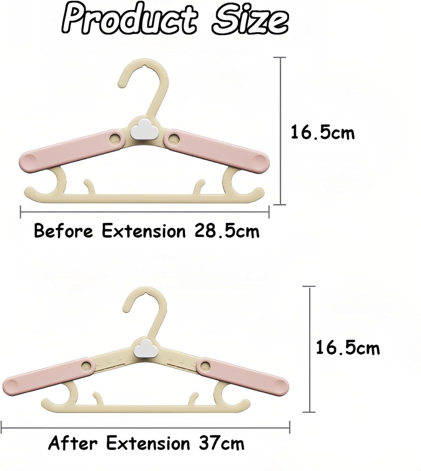 Kids Hangers, 5 Pcs Stackable Baby Hangers with 4 Length Settings, Durable PP Material, Perfect for Toddler & Children&rsquo;S Clothes, Infant Wardrobe Organization (Pink) image number 2