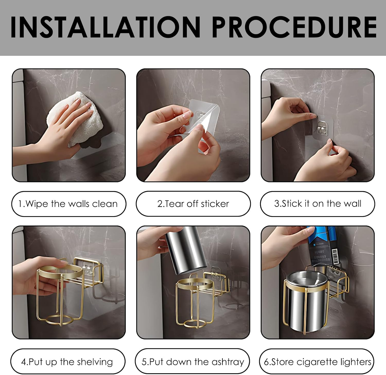 Wall-Mounted Stainless Steel Cigarette Ashtray, Smoking Ashtray for Toilet Smokers, Windproof Ash Tray for Bathroom Living Room Hotel Compartment image number 3