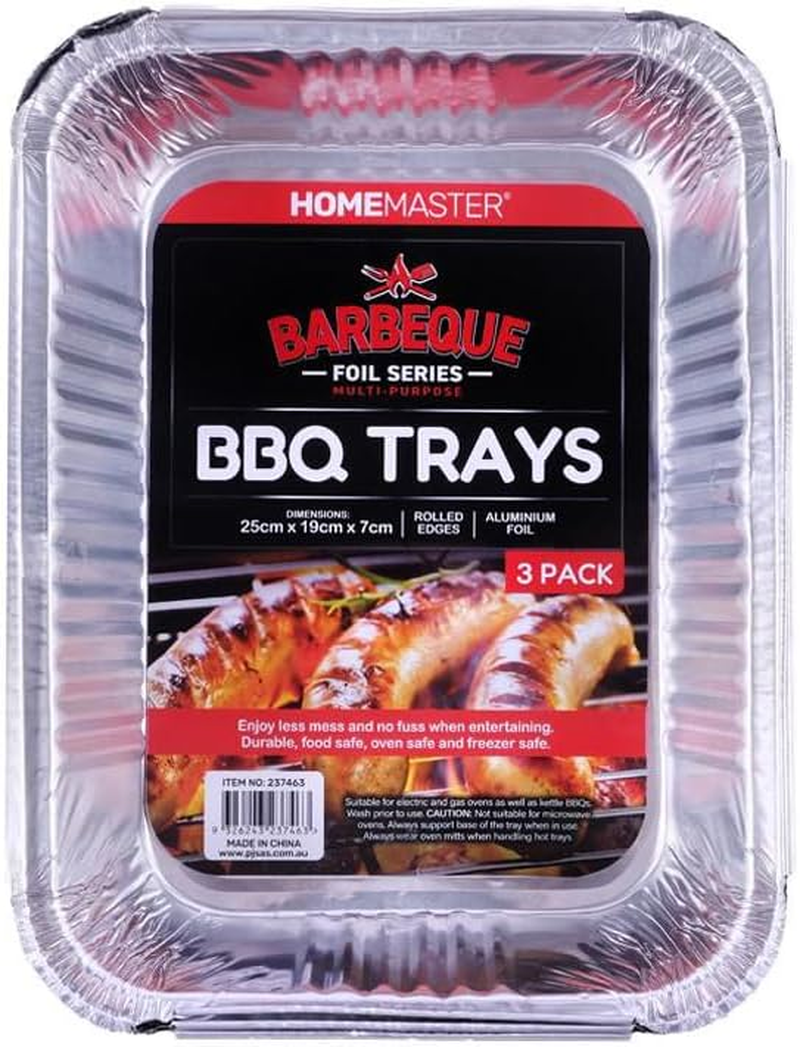 Leona Co 3/6/9-Pack Heavy Duty Aluminum Foil BBQ Trays - 25X19X7Cm Deep Square Foil Containers - Oven, Freezer & Grill Safe - Thick Gauge Disposable Roasting Pans for Cooking, Baking (3) image number 1