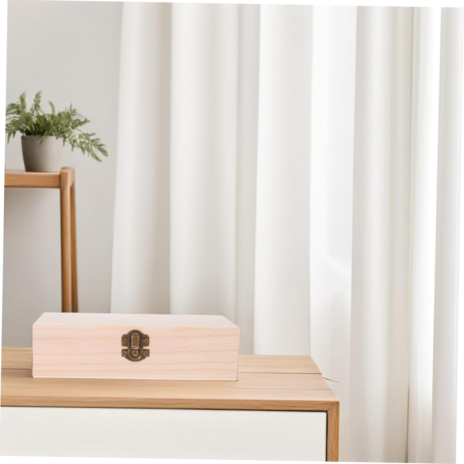 2Pcs Wooden Storage Box Unfinished Wood Boxes Hinged Lid and Front Clasp for Diy Crafting Jewelry Storage image number 1