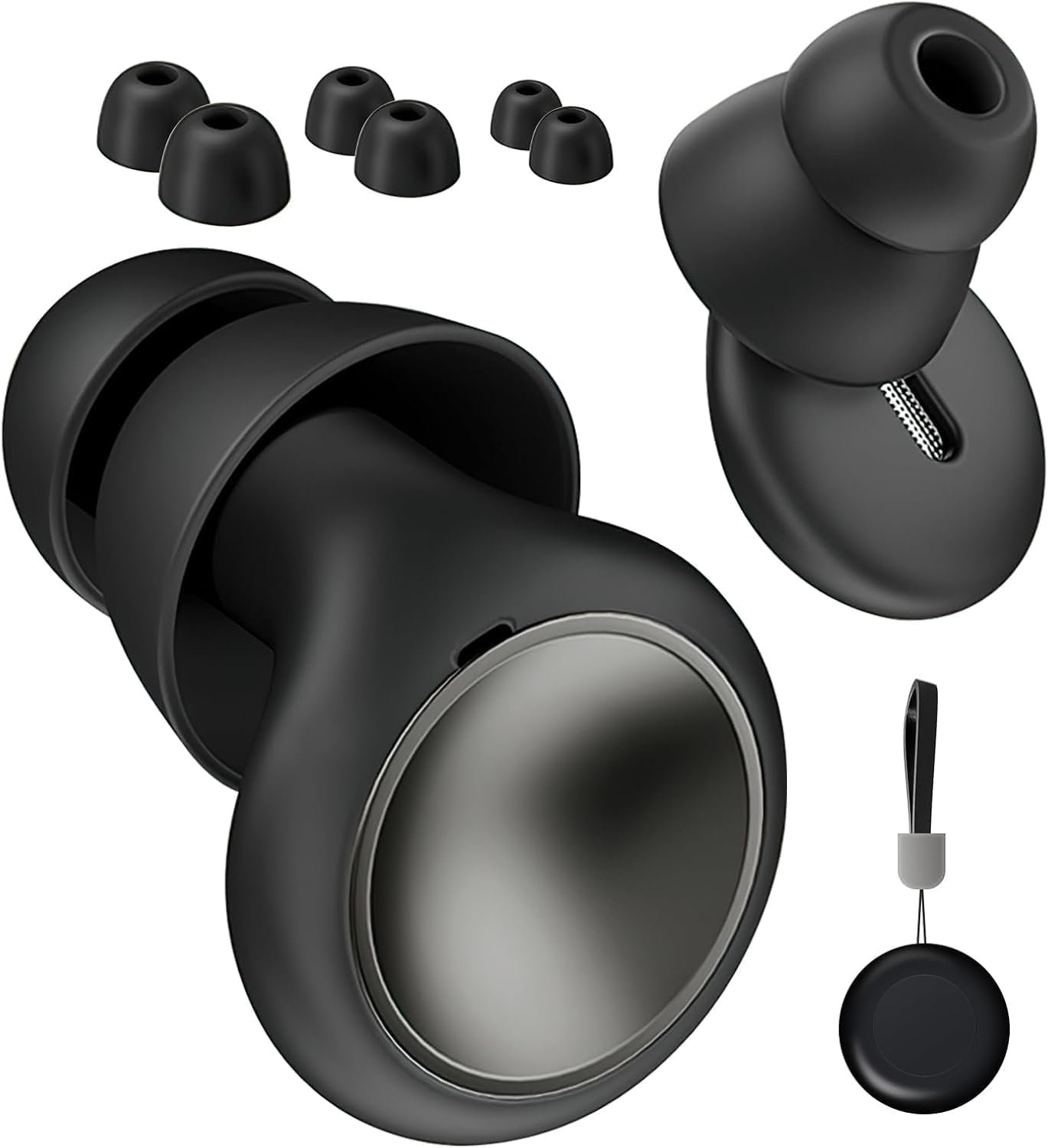 Ear Plugs for Sleeping Noise Cancelling with Double Tips, Noise Reduction Earplugs Silicone Concert Ear Plugs for Snoring, Travel, Concerts, Working, with 8 Eartips in S/M/L/Double Tips (Black, One Size)