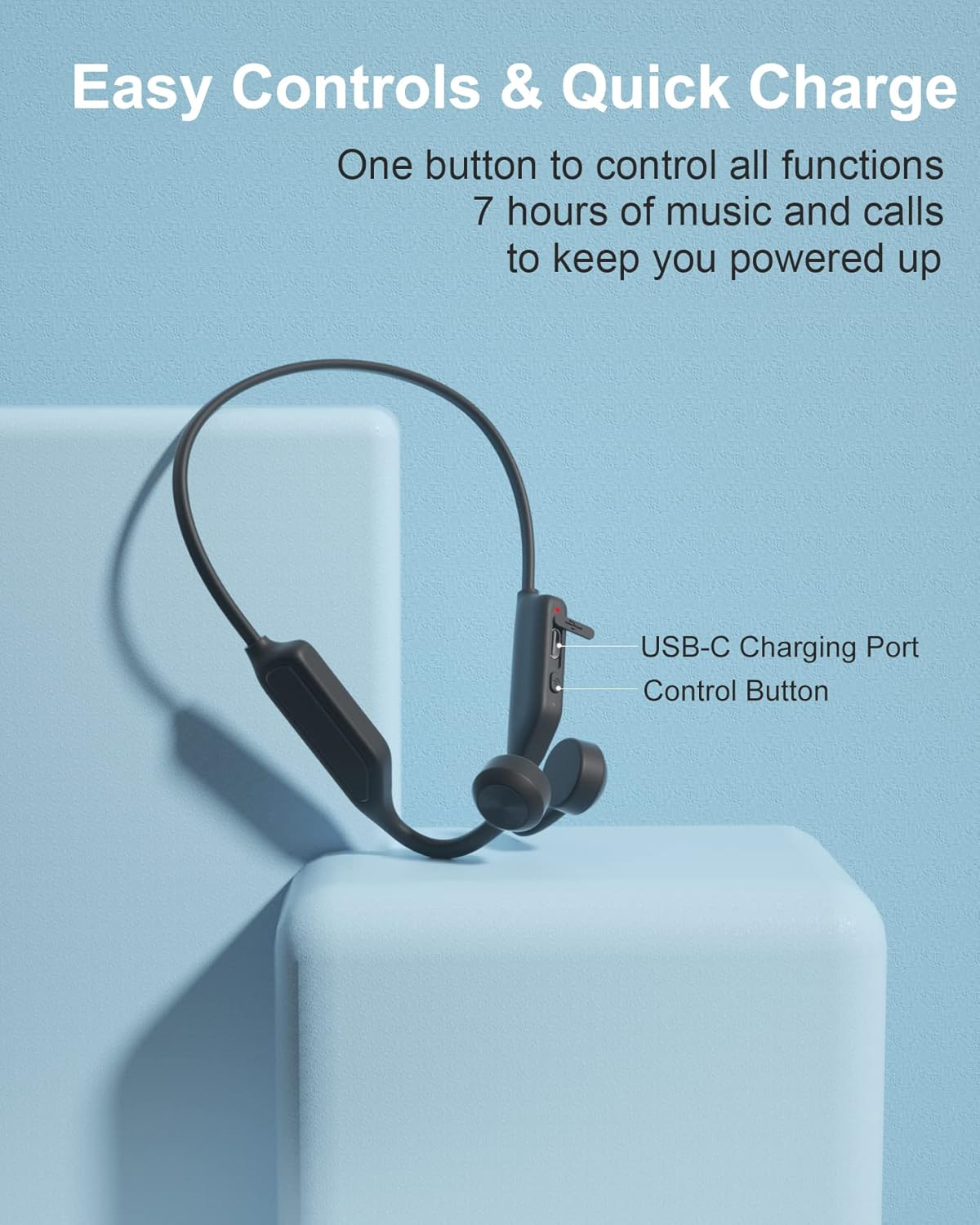 ZRUHIG Bone Conduction Headphones Open-Ear Earphones Bluetooth Sport Headset with Mic for Workout, Running, Gym, Hiking, Driving, Cycling-Black image number 3