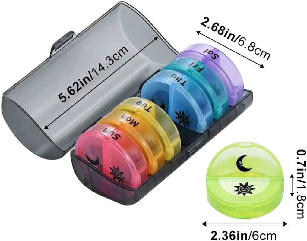 Weekly Pill Organizer, round Pill Box 2 Times a Day, Travel Medicine Organizer, Large Box for Travel, Medicine Organiser image number 3