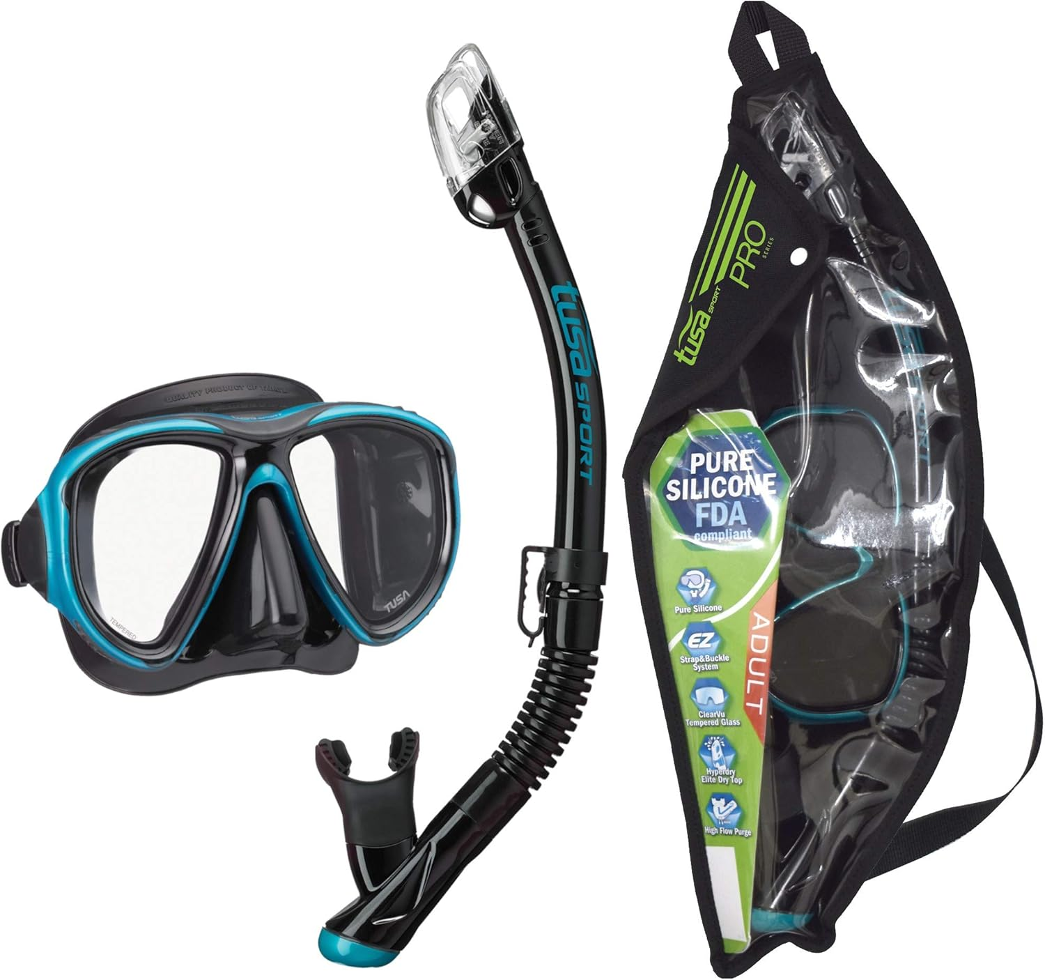 TUSA Sport Adult Powerview Mask and Dry Snorkel Combo