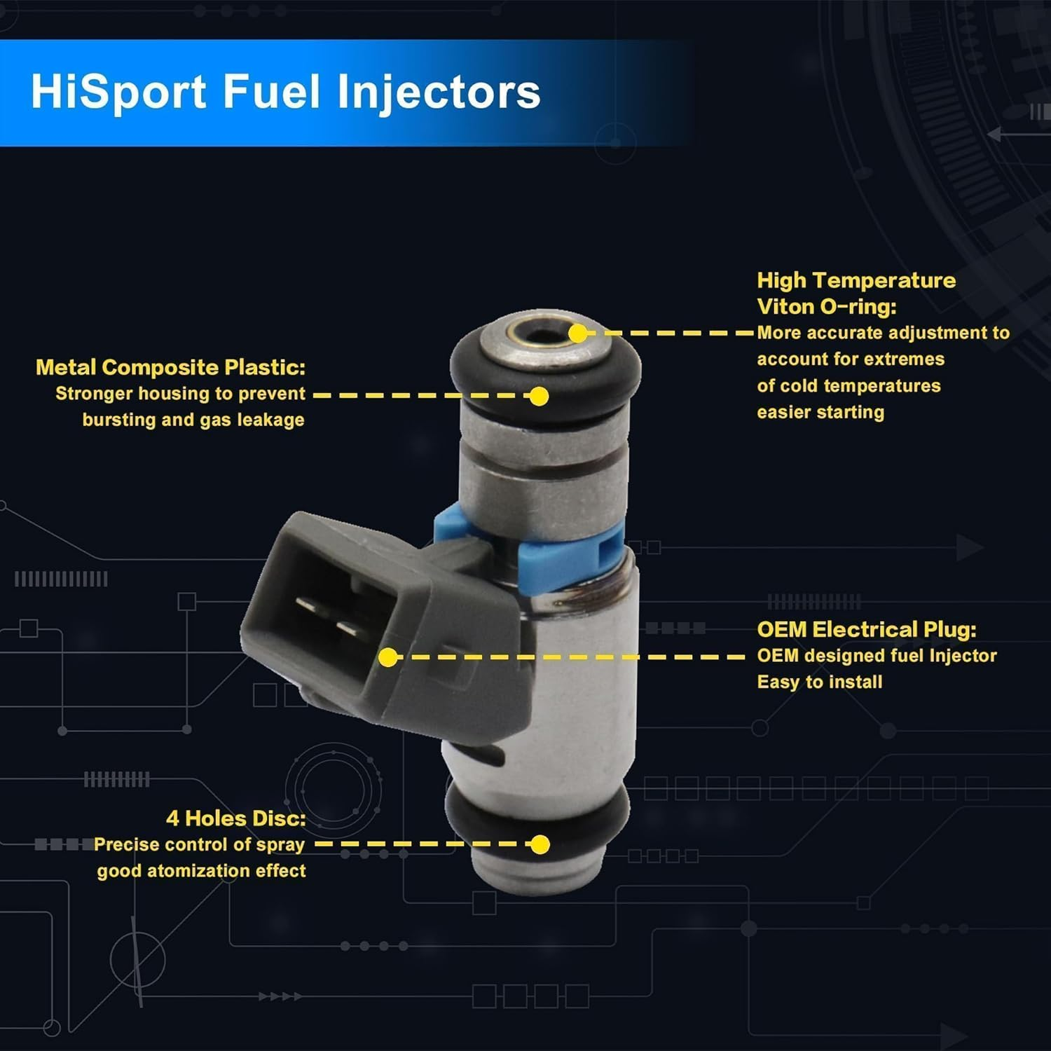 GXARTS 2PCS Racing Fuel Injector IWP162 4 Holes Compatible with Harley Davidson Touring FL Dyna Softail 2001-2016 Replaces 27609-01 27609-01B 1022-0113 image number 2