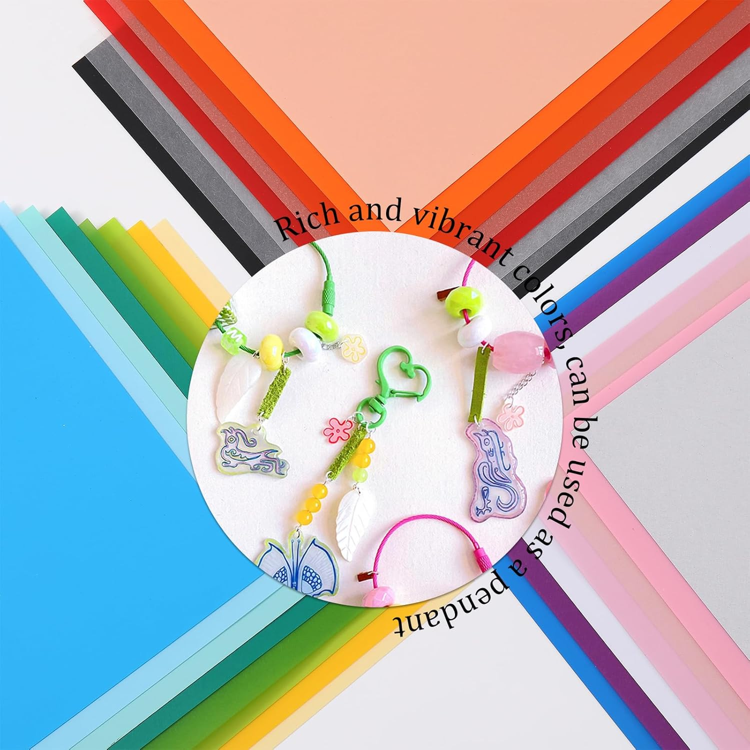 INCAUCA 12 Colors Shrink Plastic Sheet, Frosted Shrinking Paper, Shrink Film Sheets, Heat Shrink Sheets for Crafting Keychain Art Crafts Ornaments Jewelry Making, 11.4X7.9 in (B) image number 4