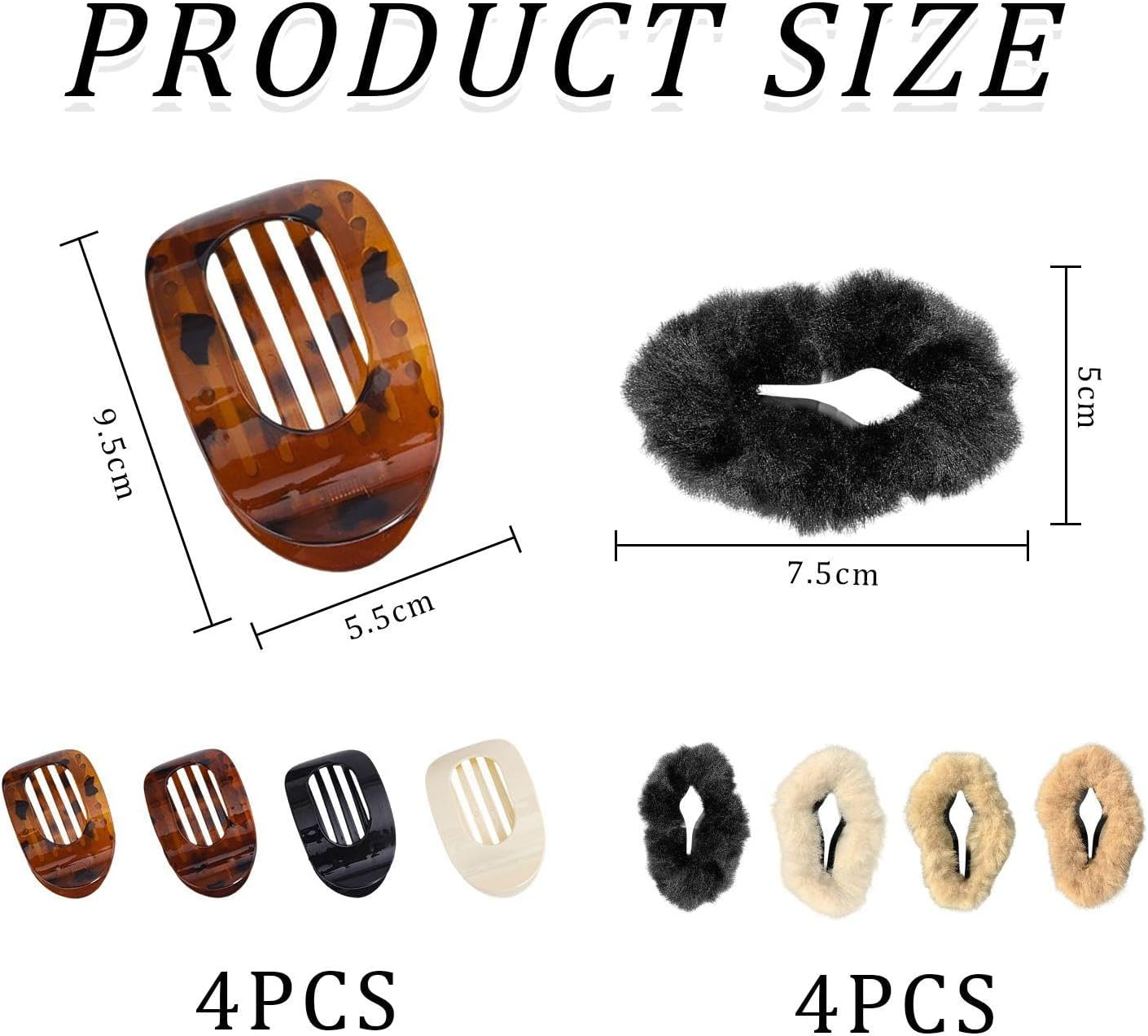 4 Pieces Multi-Coloured Hair Clips, 4 Pieces Plush Hair Clips, Matte Hair Clips, Rectangular Shark Clips, Creative and Cute Accessories and Personalised Trendy Hair Accessories. image number 3