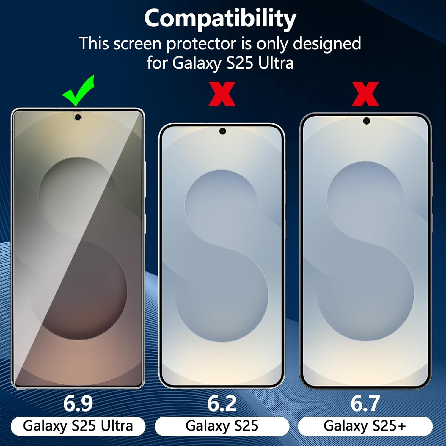 Tempered Glass Screen Protector for Galaxy S25 Ultra 6.9 Inch 2 Pack + 2 Pack Camera Lens 9H Tempered Glass Fingerprint Unlock Compatible Anti-Scratch Case Friendly Clear-Hd image number 3