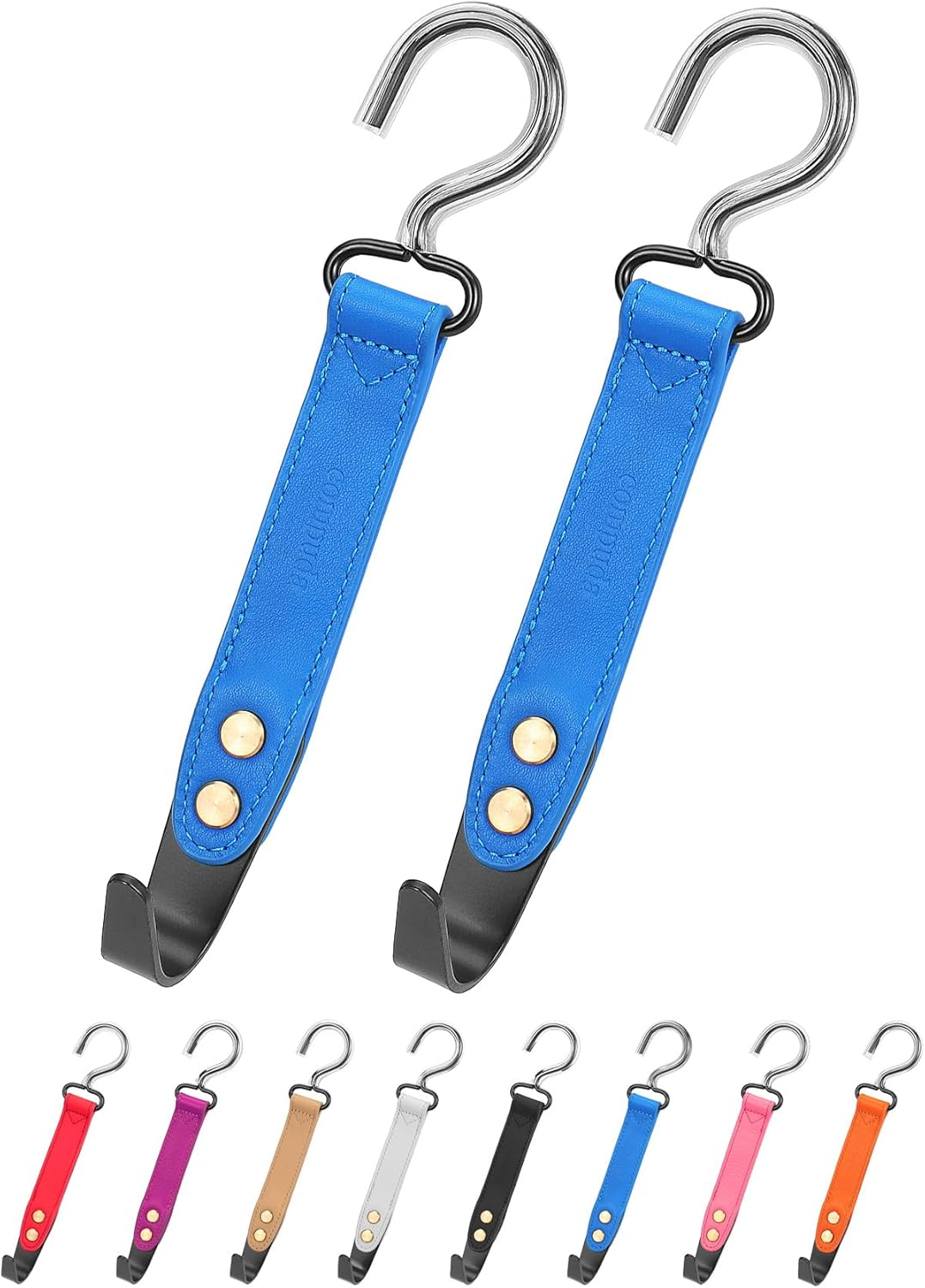 Purse Hook Holder for Car - 2 Pack Genuine Leather Car Back Seat Handbag Hidden Hanger Headrest Hooks for Purses and Bags (Grey)