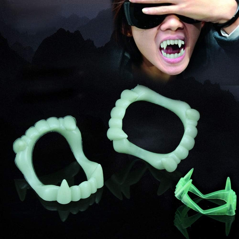 Halloween Vampire Teeth - Glow in the Dark - One Size Fits Adults Children - for Halloween Party,Fancy Dress image number 3