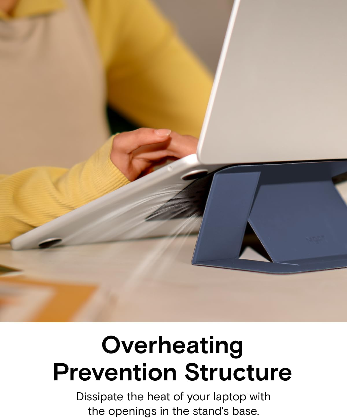 MOFT Laptop Stand for Desk, Adhesive Macbook Computer Stand with 2 Adjustable Viewing Angles, Foldable and Portable Laptop Riser Compatible with 11"-16" Laptops, Grey image number 6