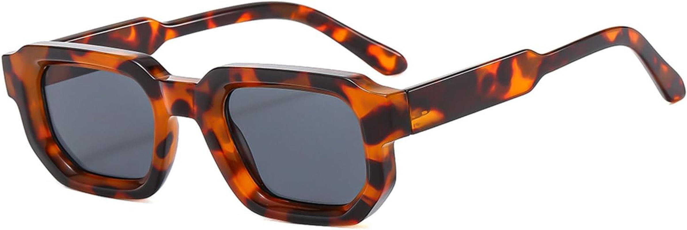 LJCZKA Vintage Rectangle Sunglasses for Women Men Retro Small Square Sunglasses Thick Frame with UV400 Protection - Black Blue image number 4