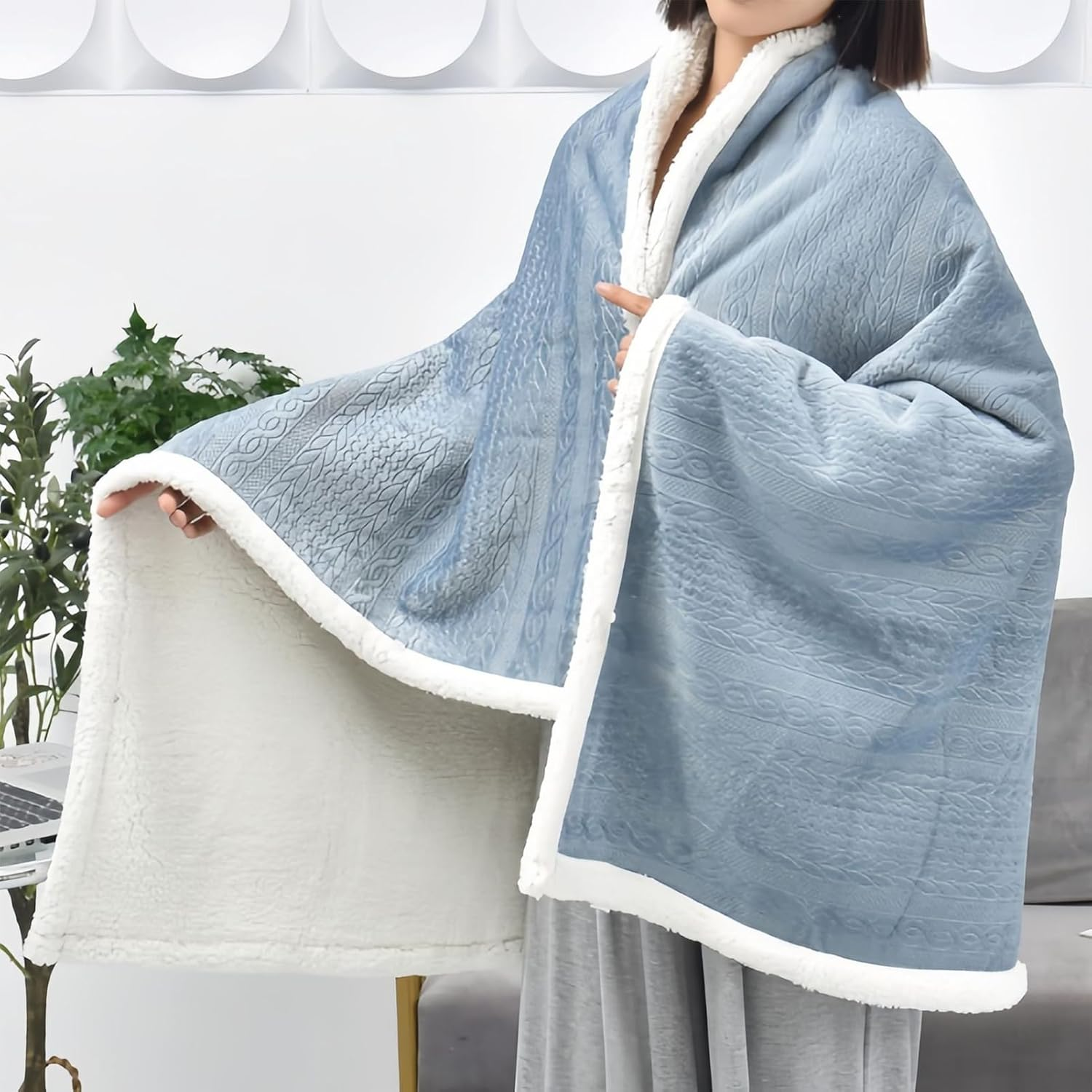 Blanket Wraps for Women | Button-Style Shawl,Winter Cloak Wrap,For Women Girls Ladies Wives Mothers Travelers Students Office Home Living Room Movie Nights Sporting Events Camping image number 6
